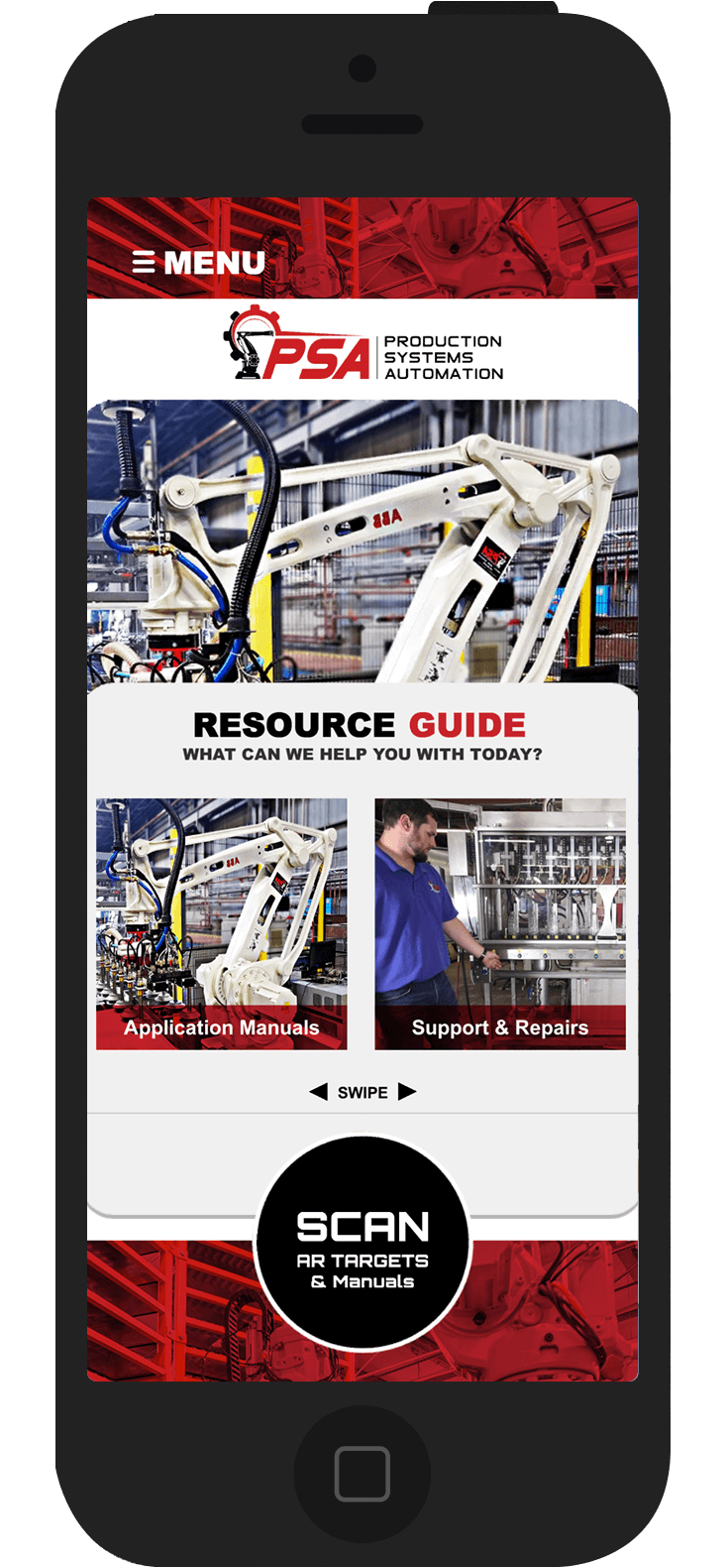 PSA resource guide app screen